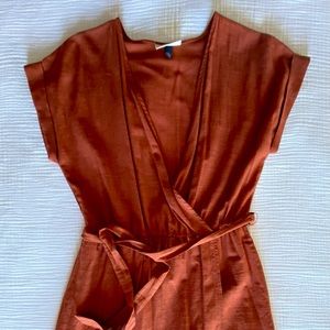 Rustic Orange Wrap-Around Dress